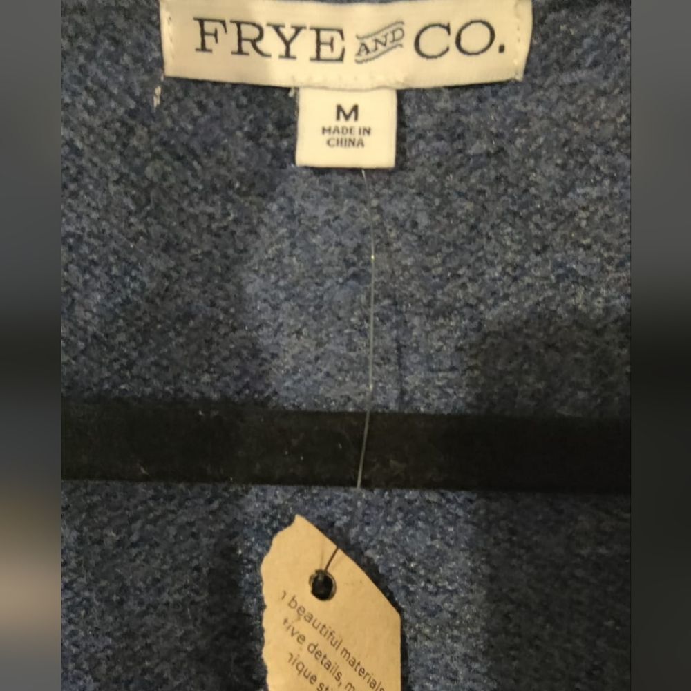 NWT Frye Navy and Tan Patterned Zip-Up Sweater Size M - Picture 7 of 7